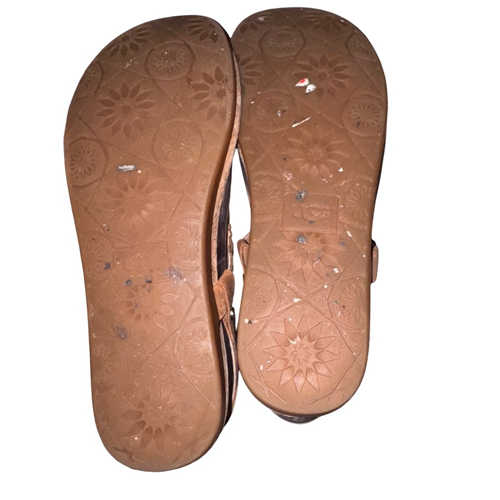 UGG Ayden Leather Medallion Thong Sandals Cork Footbed Boho Comfort Sandals - Picture 7 of 7